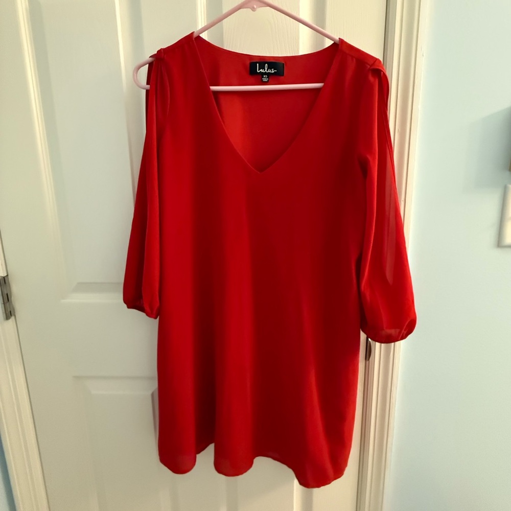 Lulu's Red Long Sleeve Dress